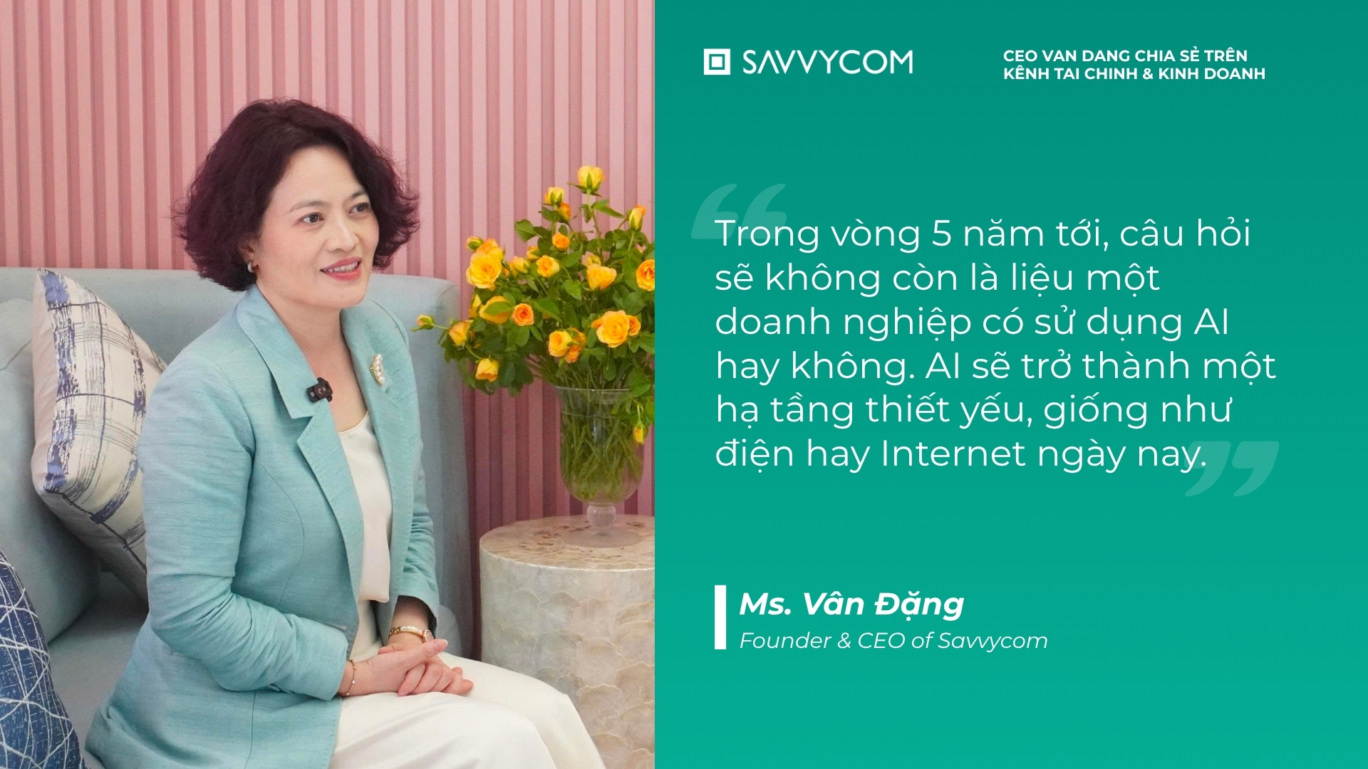 CEO Vân Đặng chia sẻ về AI và tăng trưởng kinh tế tư nhân Việt Nam 2026–2030 trên Kênh Tài chính & Kinh doanh